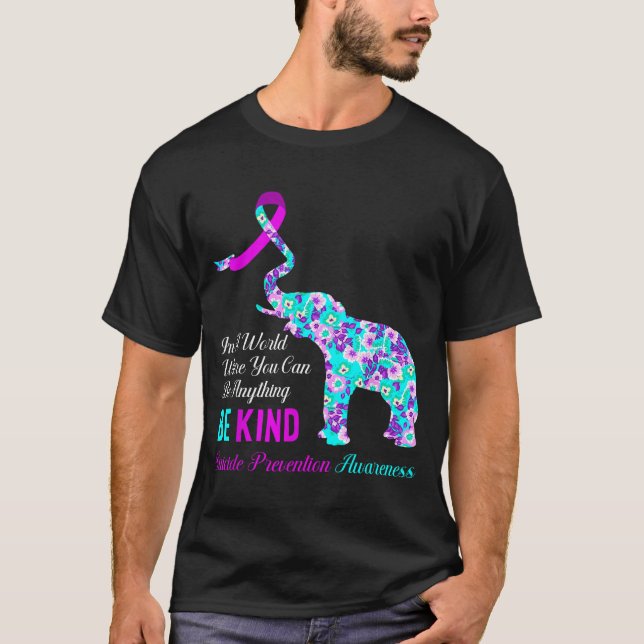 In A World Be Kind Suprt Suicide Prevention Awaren T Shirt (Framsida)