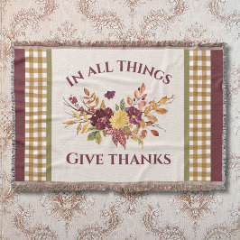 In All Things Give Thanks Autumn Floral Filt