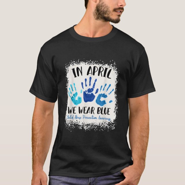 In April Blue Ribbon Child Abuse Prevention Awaren T Shirt (Framsida)