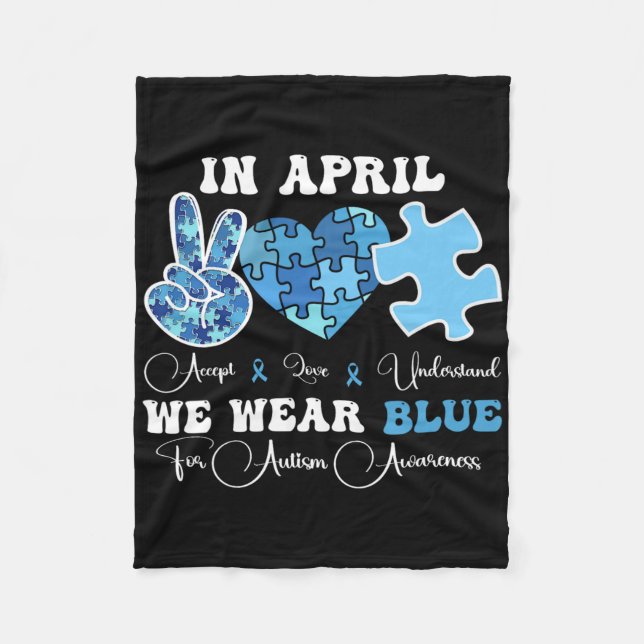 In April We Wear Blue Autism Awareness Groovy Men  Fleecefilt (Framsidan)