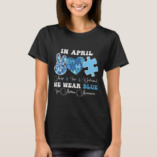 In April We Wear Blue Autism Awareness Groovy Men  T Shirt
