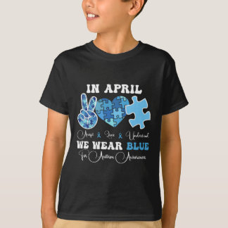 In April We Wear Blue Autism Awareness Groovy Men  T Shirt