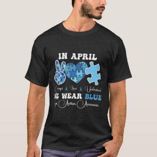 In April We Wear Blue Autism Awareness Groovy Men  T Shirt