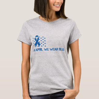 In April We Wear Blue Vintage American Flag Ribbon T Shirt