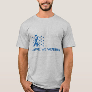 In April We Wear Blue Vintage American Flag Ribbon T Shirt