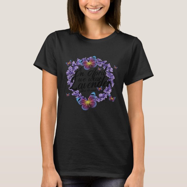 In April We Wear Lavender Stress Awareness Month B T Shirt (Framsida)