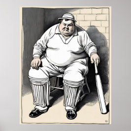 In at Elva - Archival Cricket Print Poster