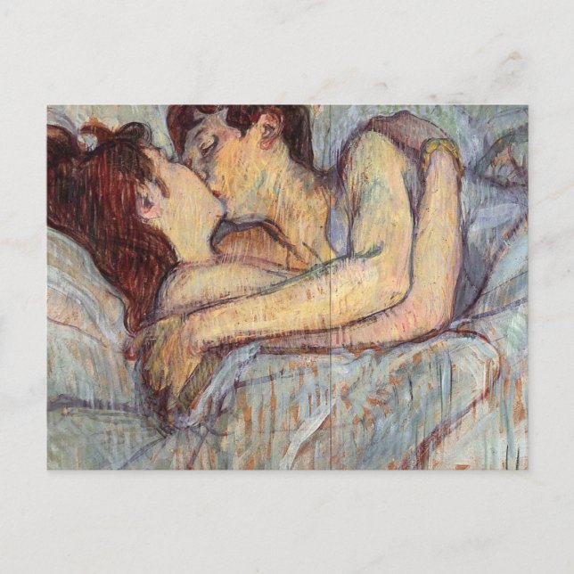In Bed - Kiss by Henri De Toulouse Vykort (Framsida)