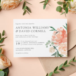 In-bloom | Chic Botanisk Rosa Blommigt bröllop Inbjudningar
