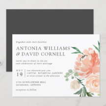 In-bloom | Chic Botanisk Rosa Blommigt bröllop Inv