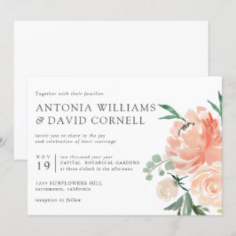 In-bloom | Chic Botanisk Rosa Blommigt bröllop Inv Inbjudningar