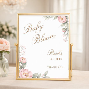 In Bloom Flicka Reveal Baby Shower Böcker & Gåvor Poster