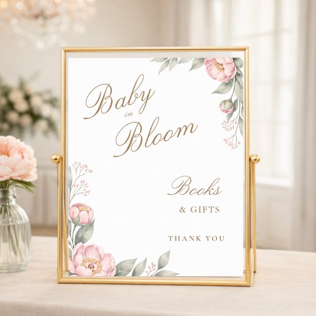 In Bloom Flicka Reveal Baby Shower Böcker & Gåvor Poster (Skapare uppladdad)