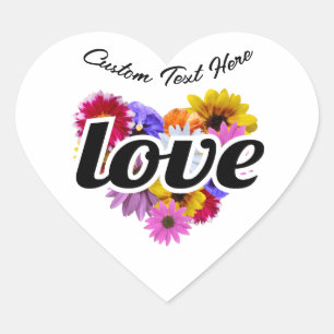 In Bloom - Kärlek Hjärtformade Blommigt Bouquet Hjärtformat Klistermärke