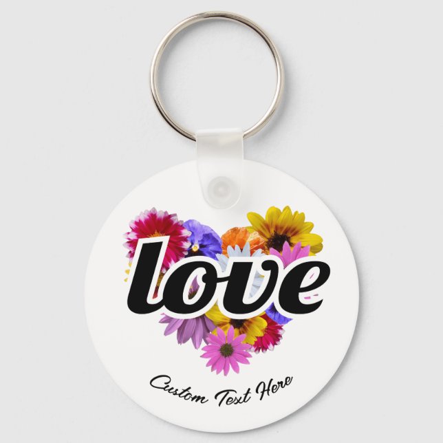 In Bloom - Kärlek Hjärtformade Blommigt Bouquet Nyckelring (Framsida)