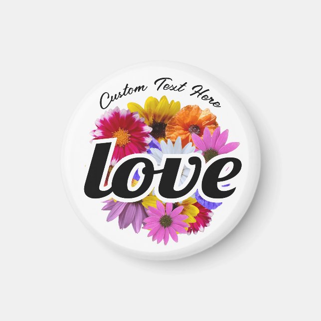 In Bloom - Kärlek med Round Blommigt Bouquet Magnet (Framsidan)