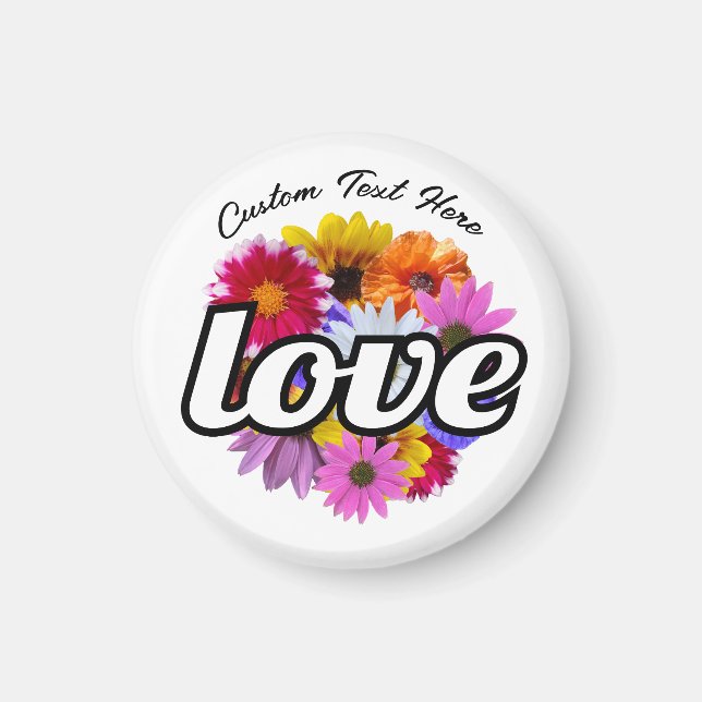 In Bloom - Kärlek med Round Blommigt Bouquet Magnet (Framsidan)
