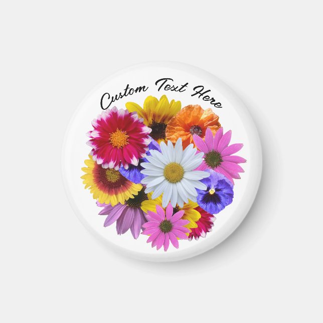 In Bloom - Round Blommigt Bouquet Magnet (Framsidan)