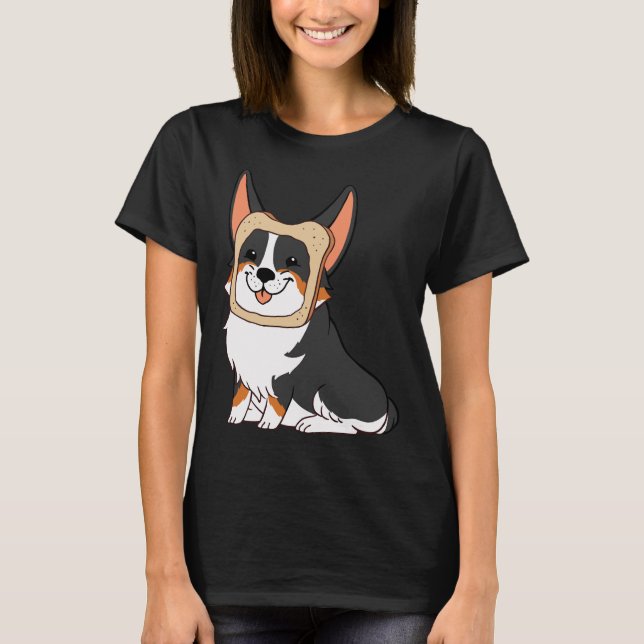 In Bread Corgi Black T Shirt (Framsida)
