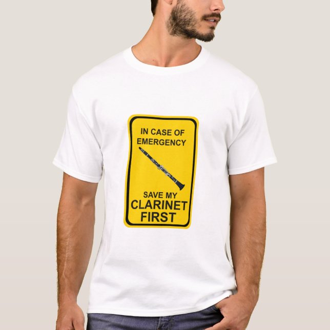 In Case of Emergency Save My Clarinet First T Shirt (Framsida)