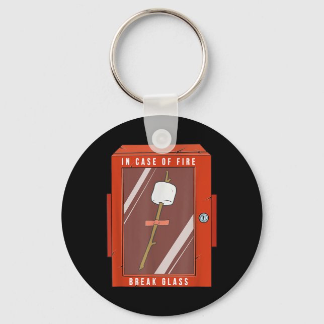 In Case Of Fire Break Gl Funny Camping Marshmellow Nyckelring (Framsida)