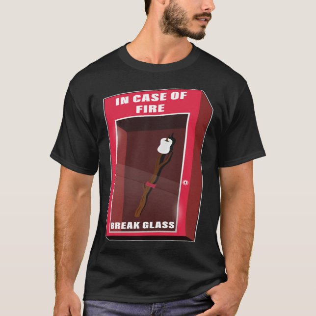 In Case Of Fire Break Glass Marshmallow Camping Ro T Shirt (Framsida)