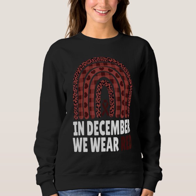 In December We Wear Red HIV Awareness Month World  T Shirt (Framsida)