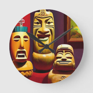 In-door Tiki Life Ken Gage Art Rund Klocka
