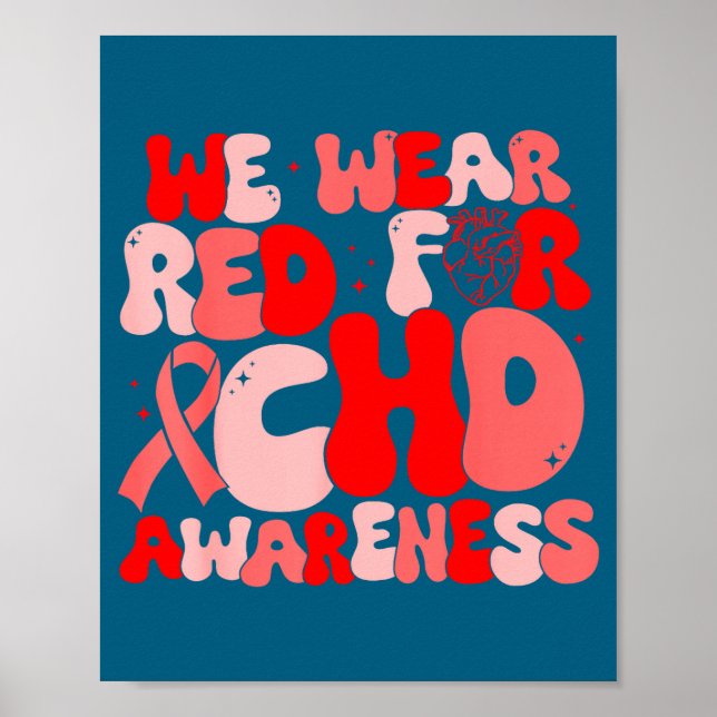 In February We Wear Red Chd Awareness Heart Diseas Poster (Framsidan)
