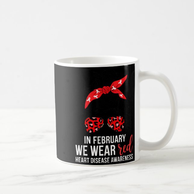 In February We Wear Red Chd Heart Disease Awarenes Kaffemugg (Höger)