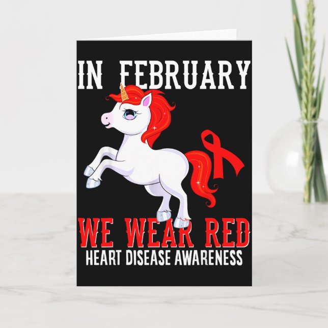 In February We Wear Red Heart Disease Awareness Mo Kort (Framsida)
