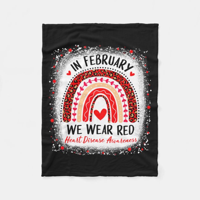 In February We Wear Red Heart Disease Awareness Ra Fleecefilt (Framsidan)