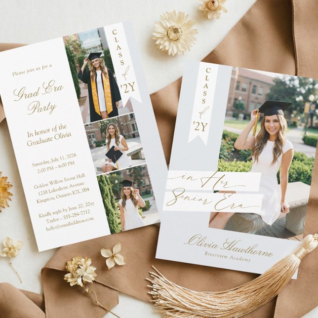 In Her Senior Era Elegant Photo Graduation Party Inbjudningar (In Her Senior Era Elegant Photo Graduation Party Invitation)