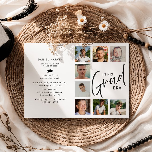 In His Grad Era Photo Collage Graduation Inbjudningar (Skapare uppladdad)