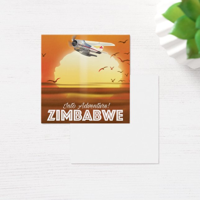 In i äventyret! Zimbabwe resaffisch Fyrkantigt Visitkort (Skivbord)