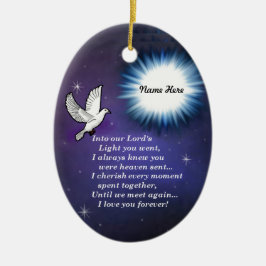 In i den ljusa fågeln julgransprydnad keramik