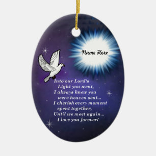 In i den ljusa fågeln julgransprydnad keramik