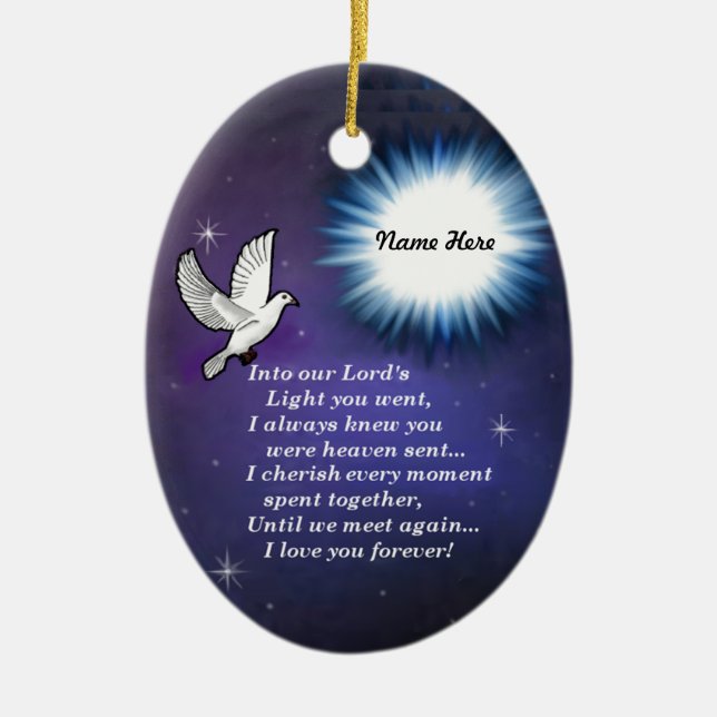 In i den ljusa fågeln julgransprydnad keramik (Framsidan)