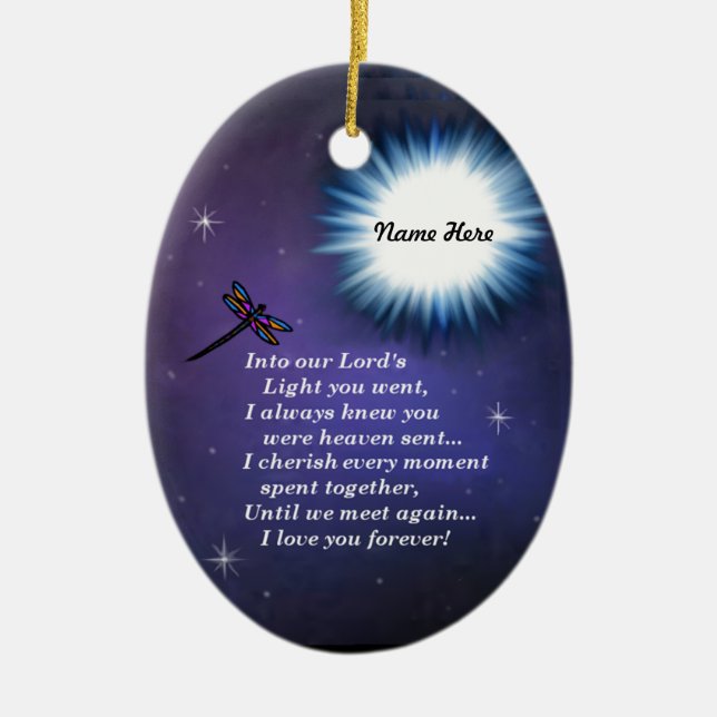 In i den ljusa sländan julgransprydnad keramik (Framsidan)