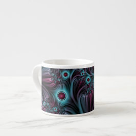 In i djupblått Rosa Abstrakt Fractal Art Espressomugg