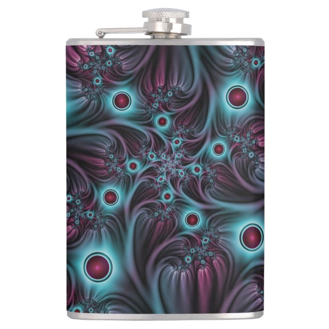 In i djupblått Rosa Abstrakt Fractal Art Fickplunta (Framsidan)