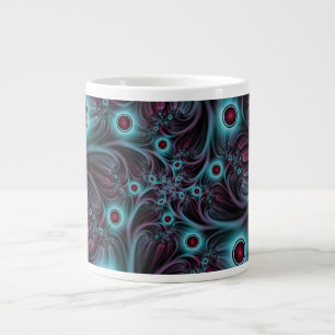 In i djupblått Rosa Abstrakt Fractal Art Jumbo Mugg