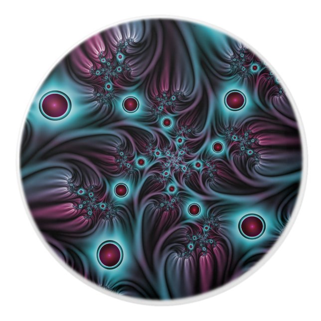 In i djupblått Rosa Abstrakt Fractal Art Knopp (Framsidan)