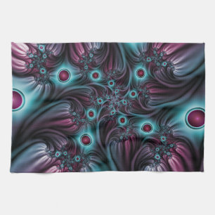 In i djupblått Rosa Abstrakt Fractal Art Kökshandduk