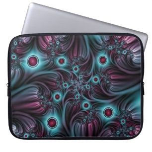 In i djupblått Rosa Abstrakt Fractal Art Laptop Fodral