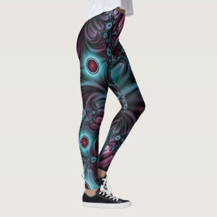 In i djupblått Rosa Abstrakt Fractal Art Leggings