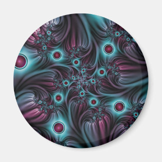 In i djupblått Rosa Abstrakt Fractal Art Magnet