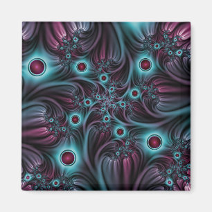 In i djupblått Rosa Abstrakt Fractal Art Magnet