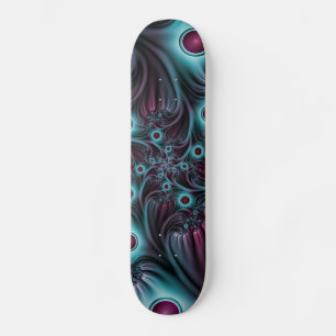 In i djupblått Rosa Abstrakt Fractal Art Mini Skateboard Bräda 18,5 Cm