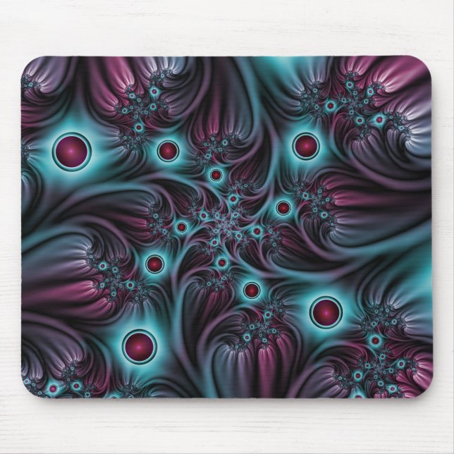 In i djupblått Rosa Abstrakt Fractal Art Musmatta (Framsidan)